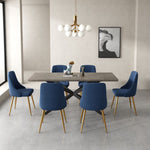 Dining Delight: Rectangular Table and Navy Velvet Chairs Dining Set V264-DNT-411C-DGR-DNC-414V-BLU-6