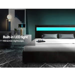 Artiss Bed Frame Double Size LED Gas Lift Black COLE BFRAME-E-COLE-D-BK-ABC