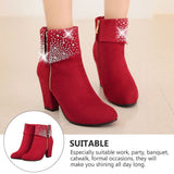 1 Pair Red High Heel Wedding Boots for Women, Stylish Rubber PU Material Shoes for Elegant and V1369-AZ3-W-14357
