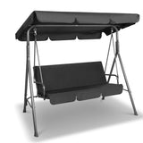 Gardeon Outdoor Swing Chair Garden Bench Furniture Canopy 3 Seater Black GSC-MAJKA-3S-BK