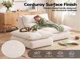 Artiss Lounge Chair Ottoman Single Sofa Couch Boneless Corduroy Chaise Footrest SB-C-OTT-WH