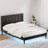 Artiss Bed Frame Double Size LED Black RAVI BFRAME-G-RAVI-D-BK-ABC