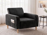 Artiss Reclining Armchair Velvet Sofa Bed Daybed Chair Single Chair Black UPHO-K-ARM-VEL-BK