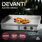 Devanti Commercial Electric Griddle 73cm BBQ Grill Plate 4400W CEG-D5C-DOUBLE