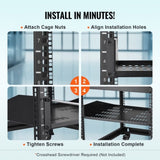 VEVOR 2U Server Rack Shelf 16"/406 mm Depth Vented Rack Mount Shelf with Tray V952-FWQJJGB2U16Y33AWQV0