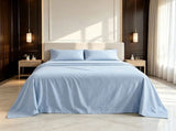 Microfiber Sheet Set 4 Piece Light Blue White Deep Pocket Bed Sheets Soft Breathable Easy Care V63-957871