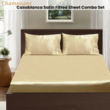 Ramesses Casablanca Satin Fitted Sheet Combo Set Champagne Queen V442-KIT-FITTEDSS-CASABLANCASATIN-CHAMPAGNE-QS