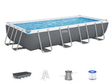 Bestway Swimming Pool Steel Frame Pool Set w/ Filter Pump Ladder Cover 488x244cm BW-POOL-SQ-488-56672