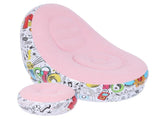Portable Inflatable Sofa Comfortable Chair Longue with Footstool for Living Room BalconyPink V1294-YM0901-3116200047911