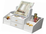 Cosmetic Storage Drawer Large Capacity Plastic Drawer Stationery Container with Mirror White V1294-YM0521-3117220286511