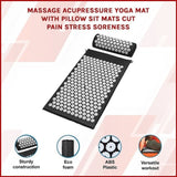 Massage Acupressure Yoga Mat With Pillow Sit Mats Cut Pain Stress Soreness V63-823891