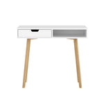 Artiss Computer Desk Drawer Cabinet Shelf White 90CM FURNI-G-DESK-1600-WH-WD