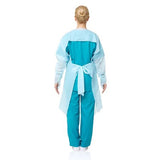 30 Pcs Disposable PPE Gown Protective Workwear Suit Thumb Hook Sleeve Coverall Apron Blue Medical V382-PPEGOWNX30