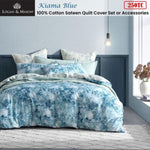 Logan & Mason Kiama Blue 250TC 100% Cotton Sateen Quilt Cover Set Super King V442-LED-QUILTCS-KIAMA-BLUE-SK