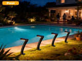 4 Pack "7" Shaped Solar Pathway Lights - Outdoor Waterproof Modern LED Landscape Stake Lights with V888-ELOSUNG55268