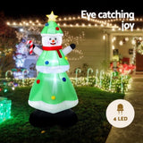 Jingle Jollys Christmas Inflatable Snowman Tree 2.75M Height LED Decorations Illuminated XMAS-INF-SNOWTREE-9FT