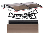 Instahut Window Door Awning 0.8mx2m Brown AWN-08X2-BR