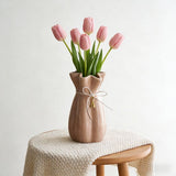Ceramic Flower Vase, 8.07x4.52x4.52 in Decorative Table Vase, Elegant Home Accent, Modern V1369-AZ3-W-10417