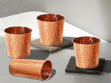 Pure Copper Tumblers for Drinking Set of 4 Copper Cups 312 ml Each Hammered Finish V1192-AZ-W-26393