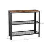 VASAGLE Industrial Console Table with 2 Mesh Shelves Rustic Brown and Black V227-9101101048470