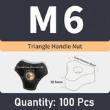 Triangular Knob Nut with Brass Threaded Insert, Ergonomic Hand-Tighten Design for Food Industry, V1341-ZY-L4JPAUDH-M6