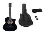 Karrera 38in Cutaway Acoustic Guitar with Carry Bag - Black CC38-BK