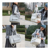Gray White cat carrier bag, cat transportation, quilted cat carrier, cat travel, pet care, cat V1106-135-BLA-22777