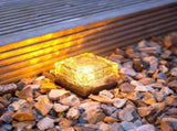 Solar Glass Brick Light -Crystal Brick Stone Lamp Garden Courtyard Pathway Patiol, Decorative V1192-AZ-W-15882