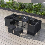 Horrocks 8 Seater Outdoor Dining Set-Black V264-OTF-503S-BLK