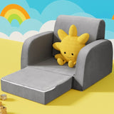 Keezi Kids Sofa 1 Seater Children Flip Open Couch Lounger Armchair Soft Grey KID-SOFA-SINGLE-GY