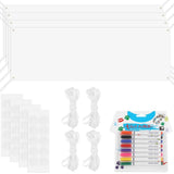 4PCS DIY Blank Banner Set with 8 Textile Markers and Ropes, 23.6" x 70.9" Banner for Painting, V1369-AZ3-W-08832