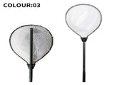 Black High Strength Large Landing Net - Fishing Net with Long Foldable Handle and Soft Rubber V888-ELOSUNG36556
