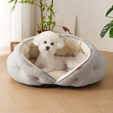 Semi-Enclosed Pet Bed with Plush Comfort and Anti-Slip Base Ideal for Cats and Small to Medium V1341-ZY-R2BJ25BQ-M-BLUE
