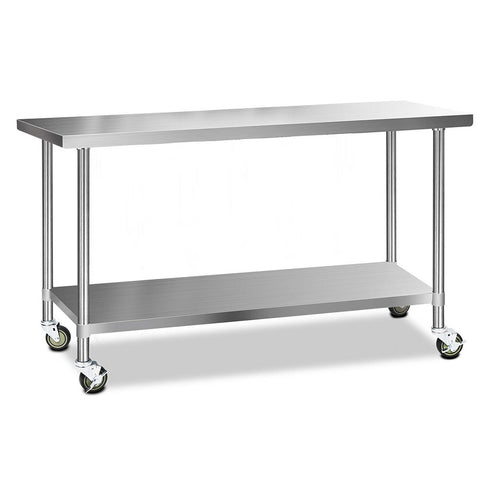 Cefito 1829x610mm Stainless Steel Kitchen Bench with Wheels 430 SSKB-430S-WHEEL-72