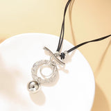 Silver Necklaces For Women, Double Layer Rope Chain Silvery Circular And Spherical Pendants V1188-ZC-DLL-265