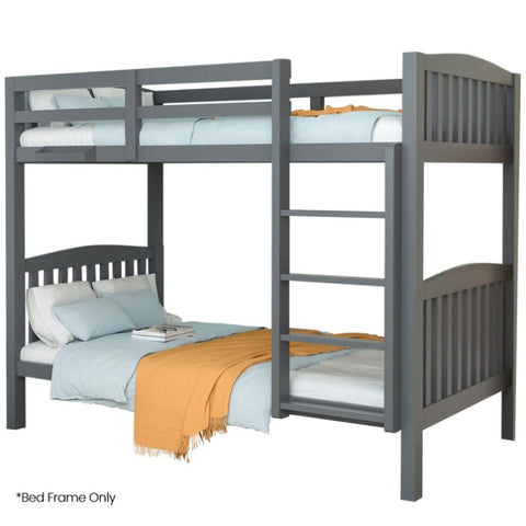 Kingston Slumber Single Bunk Bed Frame Solid Pine Wood Timber, Modular Design, Grey V219-BEDSBBKS02GA