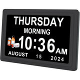 Dementia Digital Clock for Seniors, Extra Large Electric Calendar Clock With 20 Alarms Auto DST and V1237-MS-724-080