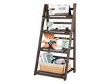 Retro 4 Tier Wooden Ladder Bookcase Folding Book Shelf Plant Stand Storage Rack V767-JJ-ZZ131