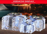 Christabelle Set of 3 Christmas Gift Boxes Display With Lights Jewelled Wire and Silver Bows 112_MHA520