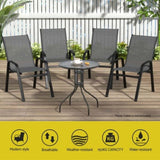 Gardeon 6PC Outdoor Dining Chairs Stackable Lounge Chair Patio Furniture Grey FF-B-STA-CHAIR-GE-X6