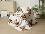 Tiger Pattern Knitted Sofa Blanket with Plush Side, 130 x 160 cm, 950g, Ideal for Napping and Office V888-ELOSUNG28780