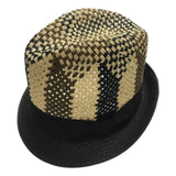 3 Tone Lattice Weave PAPER STRAW TRILBY HAT Fedora Trim Sun Summer Cap - M V563-BR117-M57CM