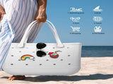 EVA Beach Tote Bag for Swimming, Pool & Travel Waterproof Washable Rubber Handbag with 2 Random V1107-CS-STDDBB