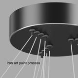 Gold 5 Rings Minimalist LED Pendant Light Adjustable Circular Chandelier V255-L-18815-G-24680