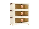 Artiss 3-Tier Foldable Storage Cabinet Stackable Box Clear Magnetic Door White SC-3T-4527-WH