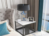 Luxury square side table marble stone-Black frame V767-JJ-XZ178-BK