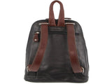 Milleni Ladies Genuine Italian Leather Backpack Bag Twin Zip - Black/Chestnut V563-NL-2442-BLK_CHESTNUT