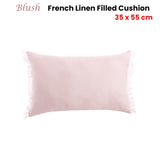 Vintage Design Homewares Blush French Linen Filled Cushion Oblong - 35cm x 55cm V442-HIN-CUSHION-FRENCHLINEN-BLUSH-RE