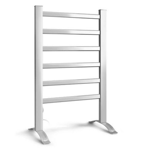 Devanti Electric Heated Towel Rail Rack 6 Bars Freestanding Clothes Dry Warmer TW-C-F-ALUM