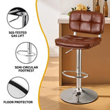 Artiss 2x Bar Stools Kitchen Swivel Gas Lift Counter Chair Tuft PU Leather Brown BA-K-778-BRX2